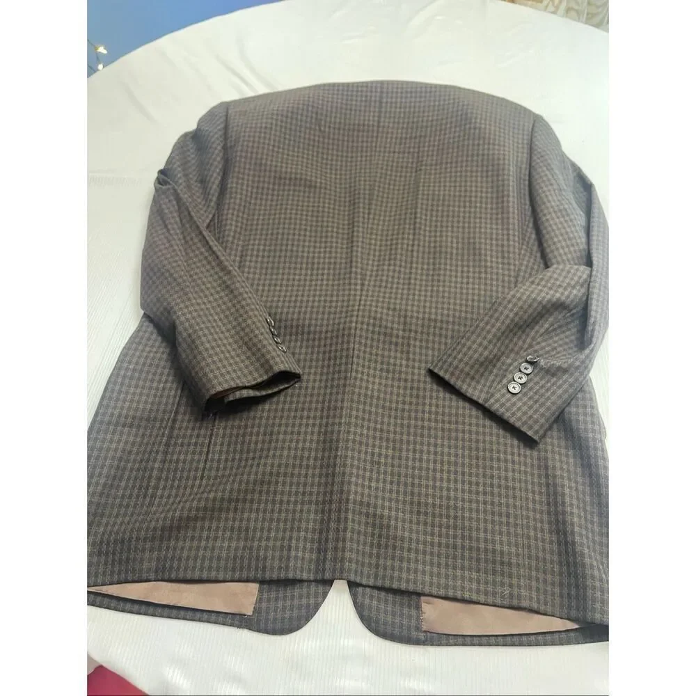 Ermenegildo Zegna High Performance Men’s Brown Plaid Blazer Size 56 Euro 46 US